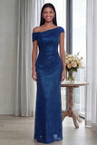 Dark Green Mermaid Asymmetrical Neck Ruched Evening Dress