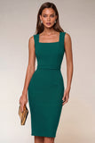 Pencil Square Neck Navy Work Dress
