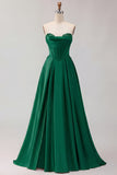 Golden A Line Corset Sweetheart Long Prom Dress