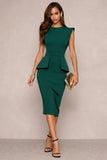 Pencil Navy Midi Work Dress With Slit