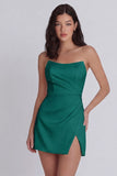 Strapless A Line Ivory Mini Graduation Dress with Slit