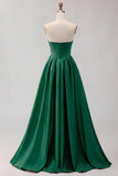 Golden A Line Corset Sweetheart Long Prom Dress