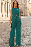 2 Piece Ivory Sleeveless Women Suits with Slit