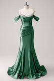 Glitter Blush Mermaid Cold Shoulder Beaded Long Prom Dress