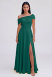 One shoulder Yellow A Line Wedding Guest Dress with Slit