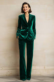 Velvet Peak Lapel Purple 2 Piece Slim Fit Women Suits