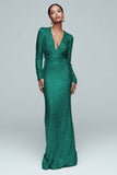 Sparkly Gold Long Sleeve Sheath Evening Dress
