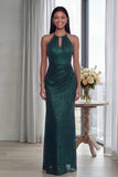 Halter Sky Blue Cut Out Mermaid Evening Dress