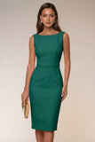 Pencil Bateau Neck White Knee-Length Work Dress