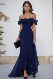 Black Off the Shoulder Long Formal Dress