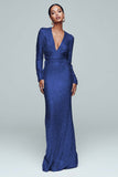 Sparkly Gold Long Sleeve Sheath Evening Dress