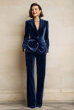 Velvet Peak Lapel Purple 2 Piece Slim Fit Women Suits