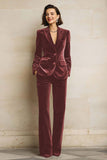 Velvet Peak Lapel Purple 2 Piece Slim Fit Women Suits