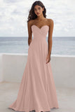 Strapless A Line Ruched Burgundy Formal Dress