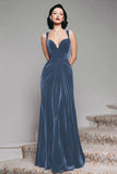 Burgundy Velvet Spaghetti Straps Holiday Party Dress with Pleats