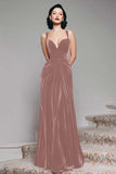 Burgundy Velvet Spaghetti Straps Holiday Party Dress with Pleats