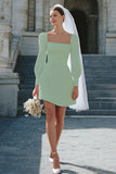 Ivory Square Neck Bodycon Bridal Shower Dress