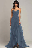 Strapless Mermaid Ruched Ruffled Long Formal Dress