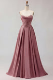 Golden A Line Corset Sweetheart Long Prom Dress