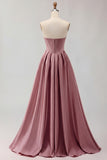 Golden A Line Corset Sweetheart Long Prom Dress