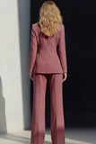 Pink Slim Fit Peaked Lapel 2 Piece Women Suits