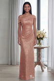 Dark Green Mermaid Asymmetrical Neck Ruched Evening Dress