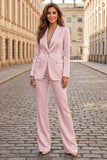 Peaked Lapel 2 Piece Sky Blue Single Buckle Women Suits