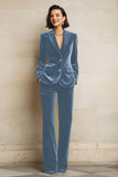 Velvet Peak Lapel Purple 2 Piece Slim Fit Women Suits