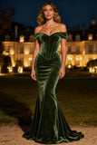 Black Off the Shoulder Mermaid Velvet Formal Dress