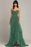 Strapless Mermaid Ruched Ruffled Long Formal Dress