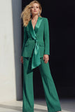 Pink Slim Fit Peaked Lapel 2 Piece Women Suits