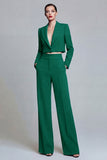 2 Piece Dark Green Peaked Lapel Women Suits