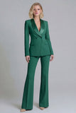 Shawl Lapel Green 2 Piece Classic Women Suits