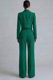2 Piece Dark Green Peaked Lapel Women Suits