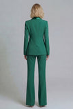 Shawl Lapel Green 2 Piece Classic Women Suits