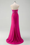 Green Mermaid Strapless Corset Sequin Long Prom Dress with Slit