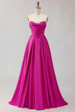 Golden A Line Corset Sweetheart Long Prom Dress