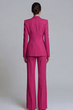 Pink Peaked Lapel 2 Piece Slim Fit Women Suits