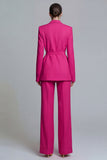 Notched Lapel Yellow 2 Piece Women Suits with Sash