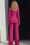 Pink Slim Fit Peaked Lapel 2 Piece Women Suits
