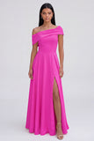 One shoulder Yellow A Line Wedding Guest Dress with Slit