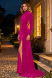Navy High Neck Cut Out Velvet Evening Dress