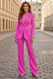 Peaked Lapel 2 Piece Sky Blue Single Buckle Women Suits