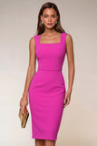 Pencil Square Neck Navy Work Dress