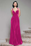 Burgundy Velvet Spaghetti Straps Holiday Party Dress with Pleats