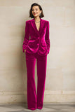 Velvet Peak Lapel Purple 2 Piece Slim Fit Women Suits