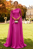 Dark Green One Shoulder Evening Dress With Overlay