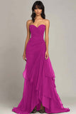 Strapless Mermaid Ruched Ruffled Long Formal Dress