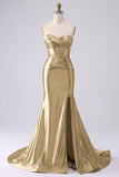 Sparkly Dark Green Mermaid Sweetheart Corset Long Prom Dress with Slit