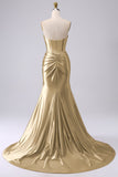 Sparkly Dark Green Mermaid Sweetheart Corset Long Prom Dress with Slit